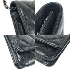 Chanel Quilted Caviar Leather Chain Wallet Silver Hardware Black — view 7