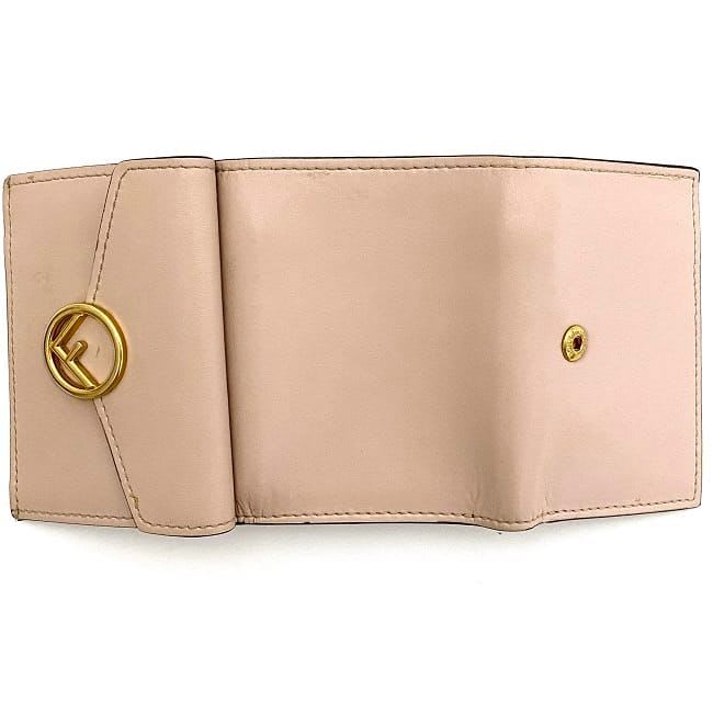 Fendi Trifold Wallet Pink Beige Gold Fize — view 3