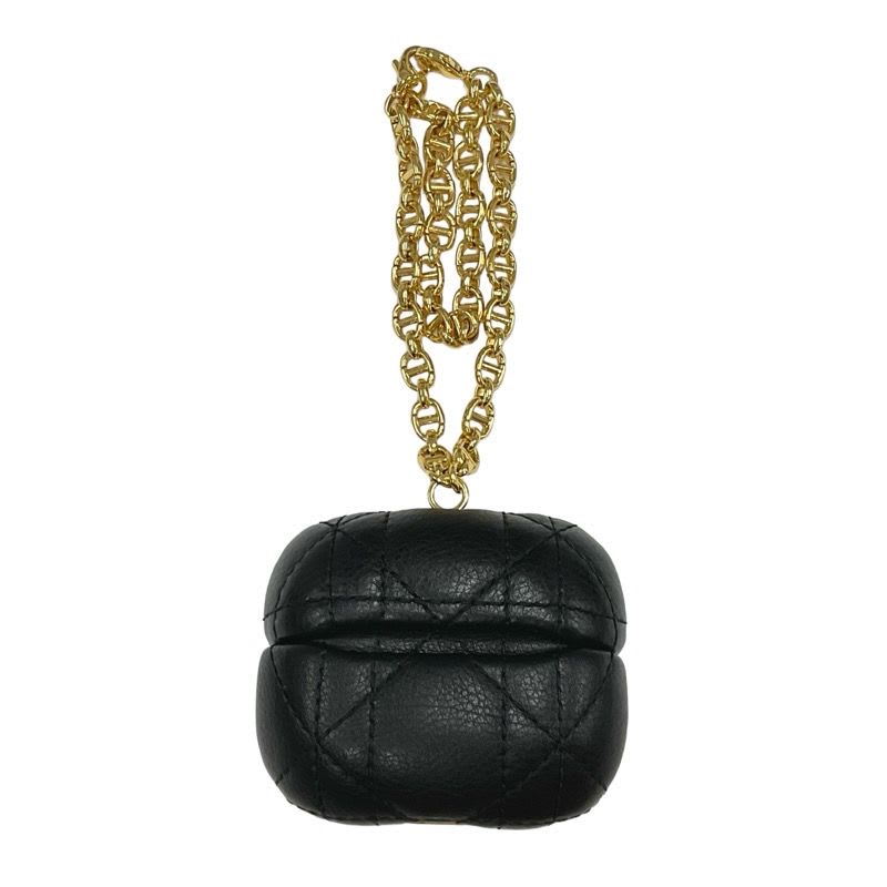 Christian Dior Cannage Black Gold CD Chain Airpods Case — view 3