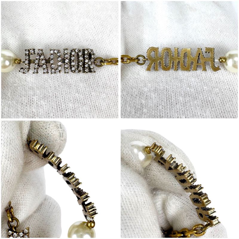 Christian Dior Bracelet Gold Hardware Pearl Star Rhinestone Vintage Work — view 6