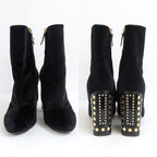 Louis Vuitton Century Line Ankle Boots Short Velvet Block Heel Studs — view 4
