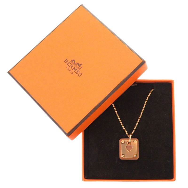 Hermes Asdecourt Leather Metal Brown Engraved Y Necklace 1806 — view 3