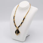 Christian Dior Necklace Onyx Rhinestone 61 g Gold Color Accessories — view 4