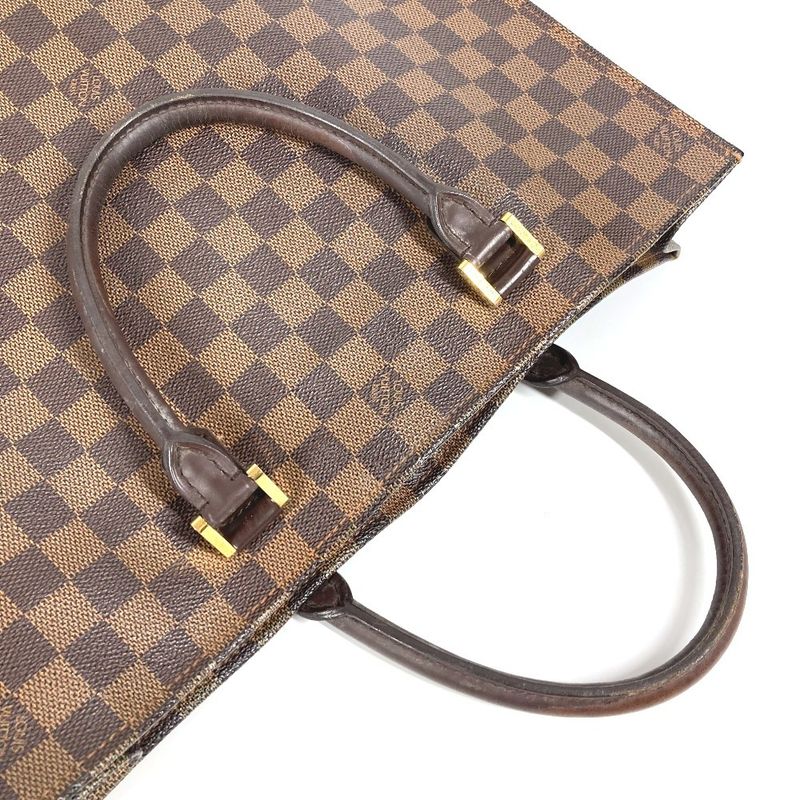 Louis Vuitton Tote Bag Sac Plat Damier Canvas Ebene Brown — view 3