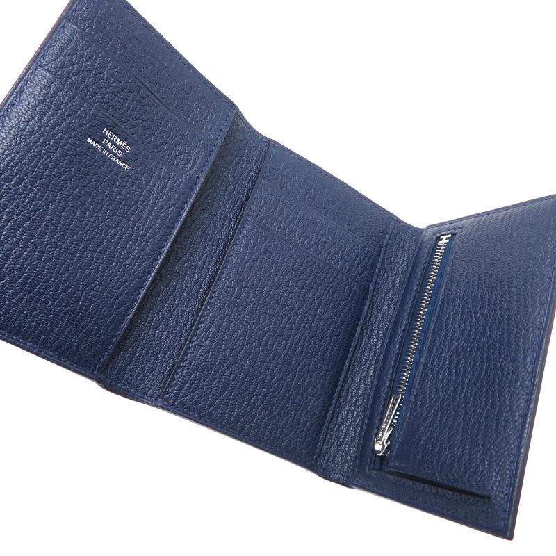 Hermes Trifold Chevre Navy Wallet — view 6