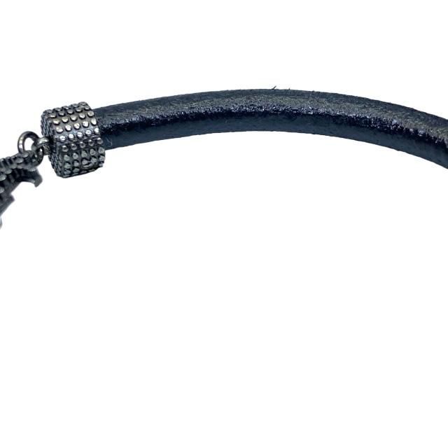 Saint Laurent Opium Bracelet Bangle Jewelry Logo Metal Leather Black — view 8