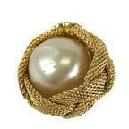 Chanel Pearl Coco Mark Gold White Metal Earrings 97 — view 7