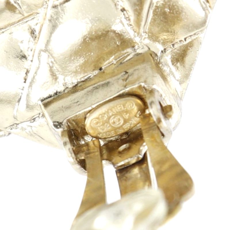 Chanel Quilted Gold Plated 02 P 24.6 g Earrings — view 8
