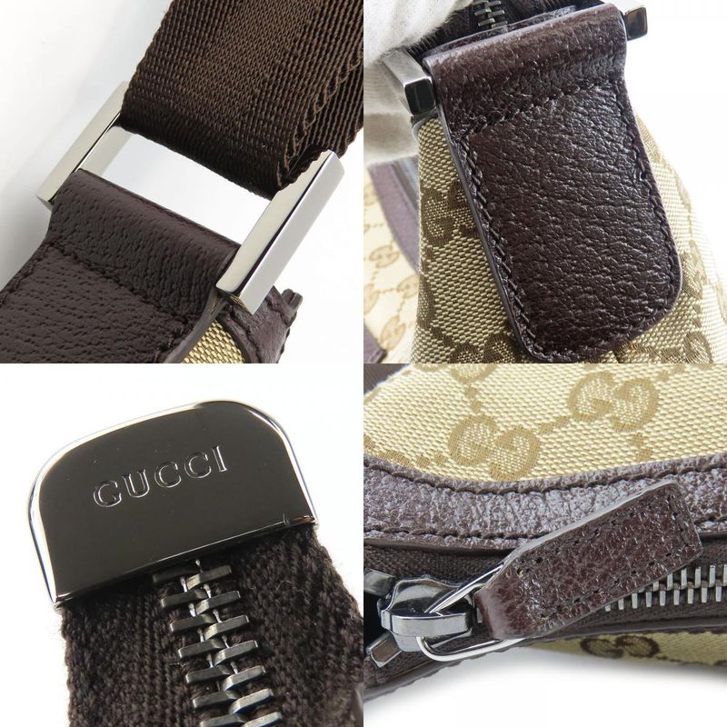 Gucci Shoulder Bag GG Canvas Leather Beige Brown Silver Hardware — view 5