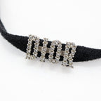 Christian Dior Choker Rhinestone Velour Black Yo649 — view 4