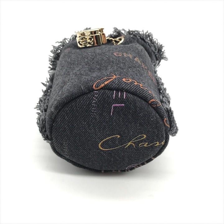 Chanel Small Mini Bucket Denim Chain Shoulder Bag Black — view 3