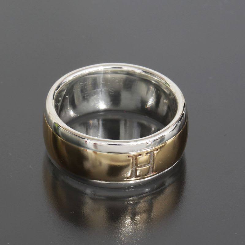 Hermes H Logo Ring No 12.5 SV 925 AU 750 Combi E1400 — view 3