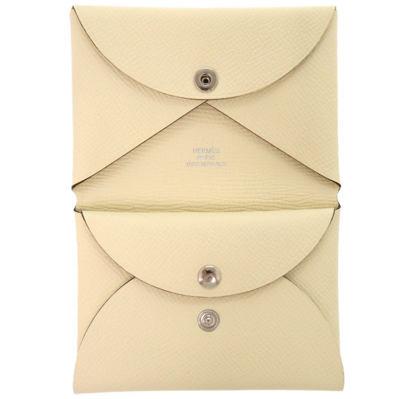 Hermes Calvi Duo Vaux Epson Cles White Coin Case Wallet 1002 — view 5