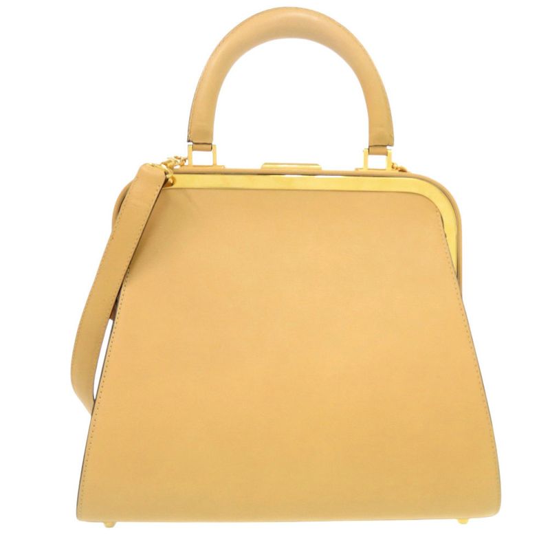Christian Dior Vintage Leather Beige Gold Hardware Shoulder Bag 0697 — view 3