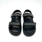 Christian Dior Sandals Shoes Lambskin Black Logo Rhinestone Velcro Strap Sports — view 2