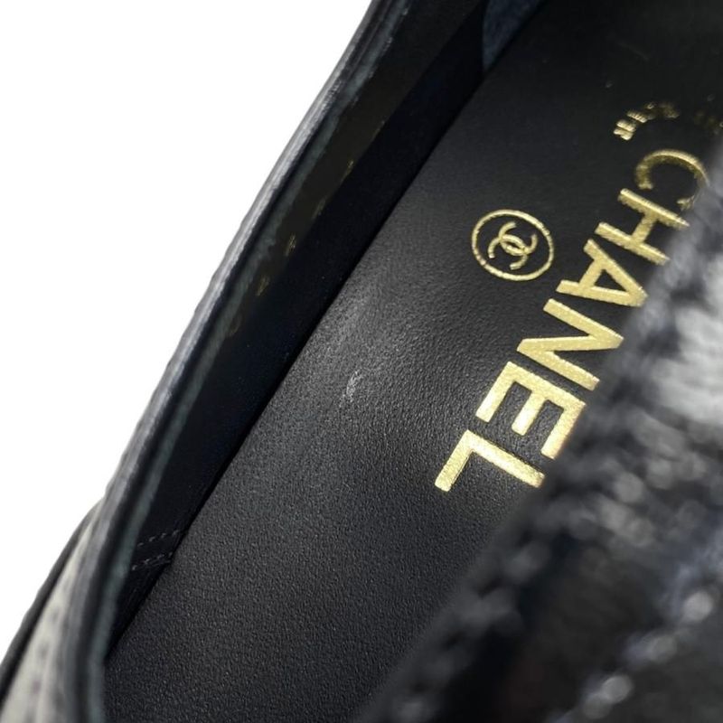 Chanel Heel Pumps Mary Jane 37 1 2 Size Leather Coco Mark Black — view 9