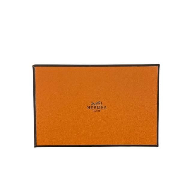 Hermes Calviduo Card Case Coin Pass Purse Foldable Chevre Orange — view 5