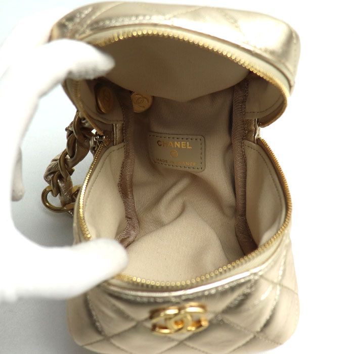 Chanel Quilted Chain Clutch Bag Gold Ap2803 — view 3