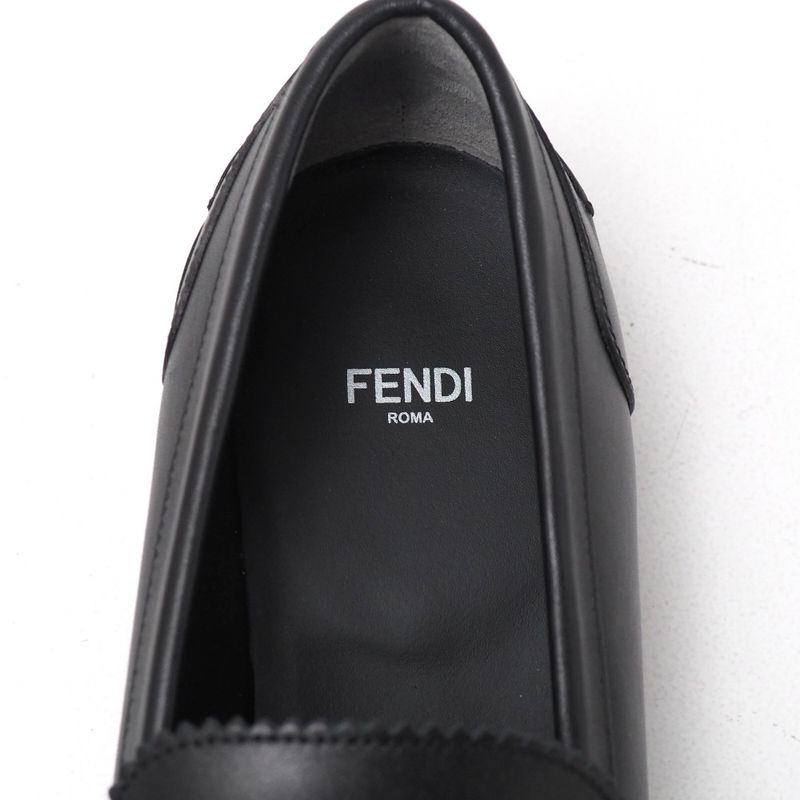 Fendi Loafers Size 40 Double F Zucca Logo Leather Shoes — view 8