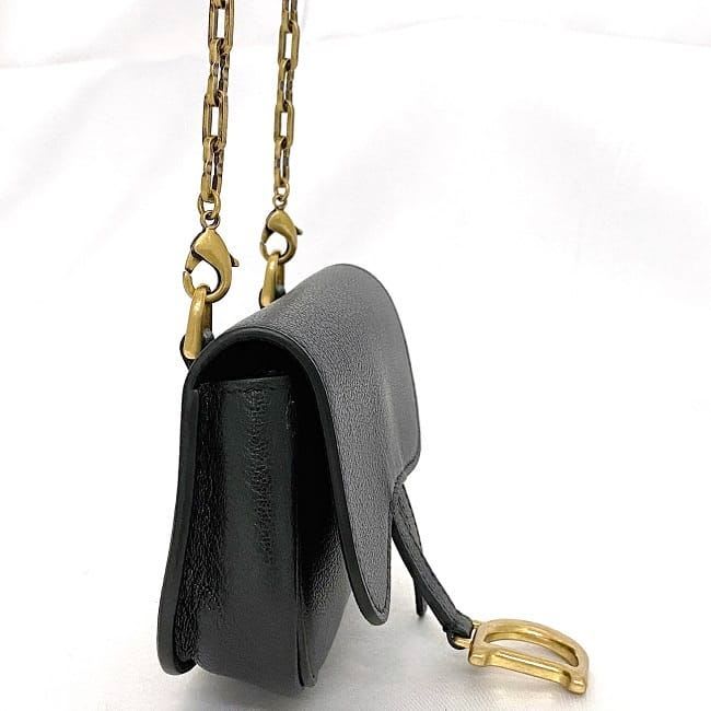 Christian Dior Chain Mini Pouch Black Saddle — view 2