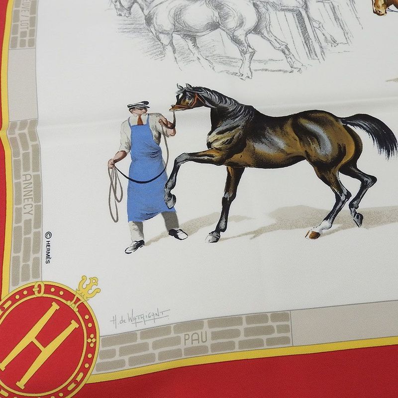Hermes Scarf Carre 90 100% Silk LES Haras Nationaux National Stallion Breeding — view 2
