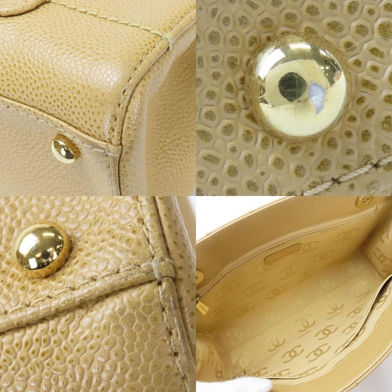 Chanel Shoulder Bag Coco Caviar Leather Beige Gold Hardware 7 th Chain — view 5
