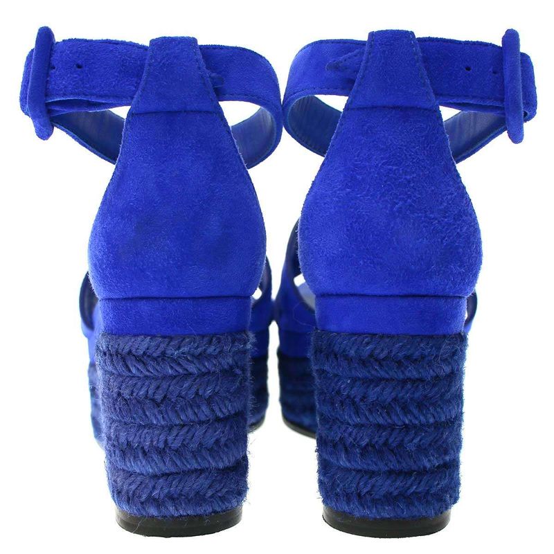 Hermes 24 SS Espadrille Elda Suede Leather Wedge Sole Sandals Blue 35 — view 3