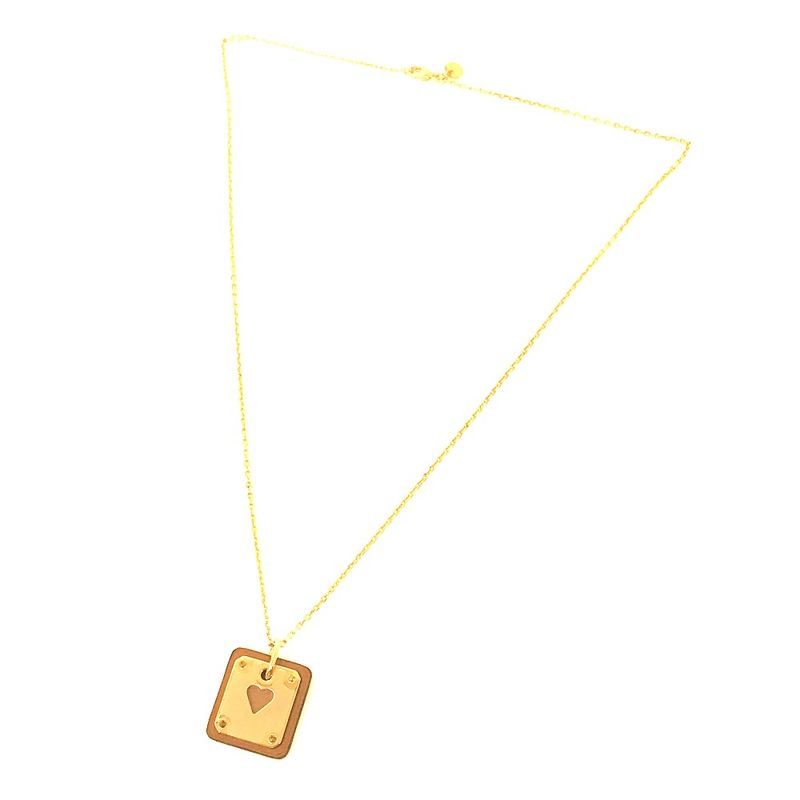 Hermes Necklace As de Coeur PM Metal Brown — view 3