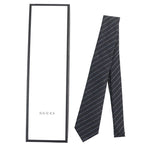 Gucci 100% Wool Regimental Logo Stripe Tie With 7 Dark Gray Tips — view 2