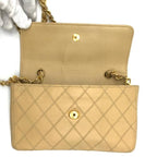Chanel Big CC Logo Bicolor Quilted Chain Shoulder Bag Beige — view 7