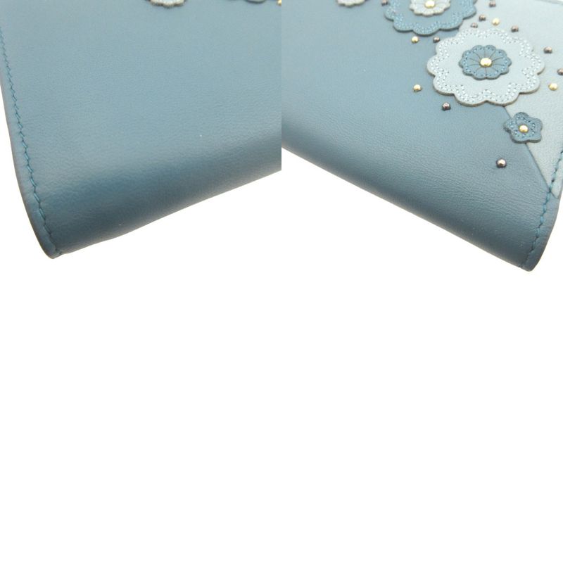 Bottega Veneta Flower Leather Blue Bifold Wallet 0857 — view 6