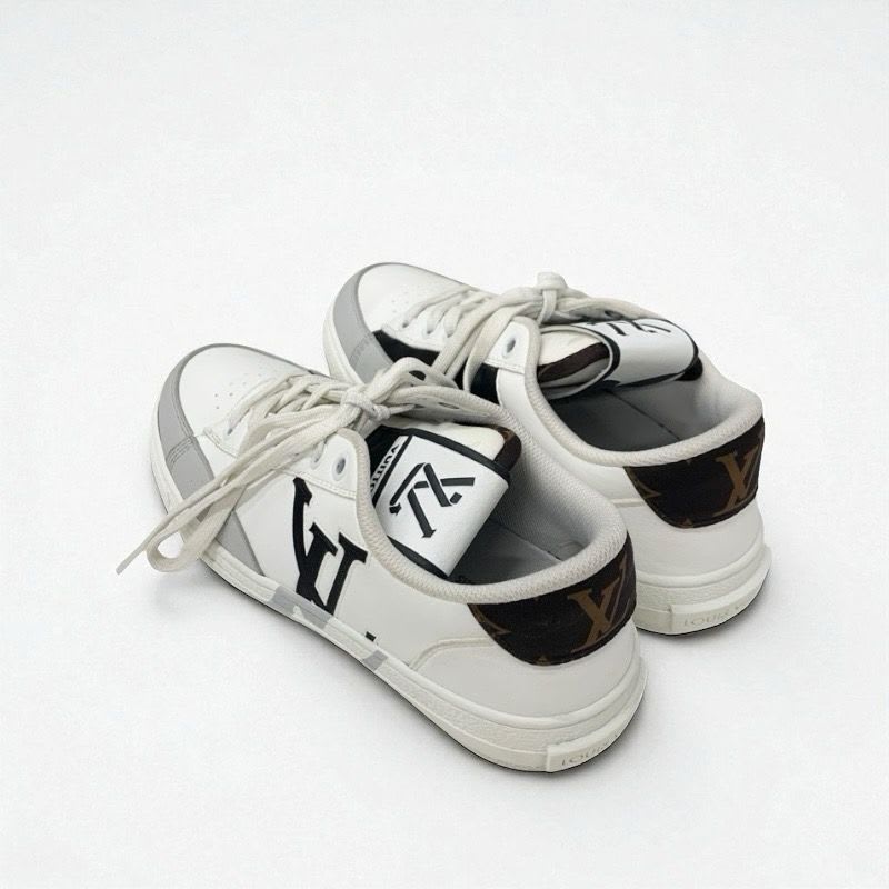 Louis Vuitton Charlie Line Monogram Sneakers Shoes Leather White Gray Black — view 4