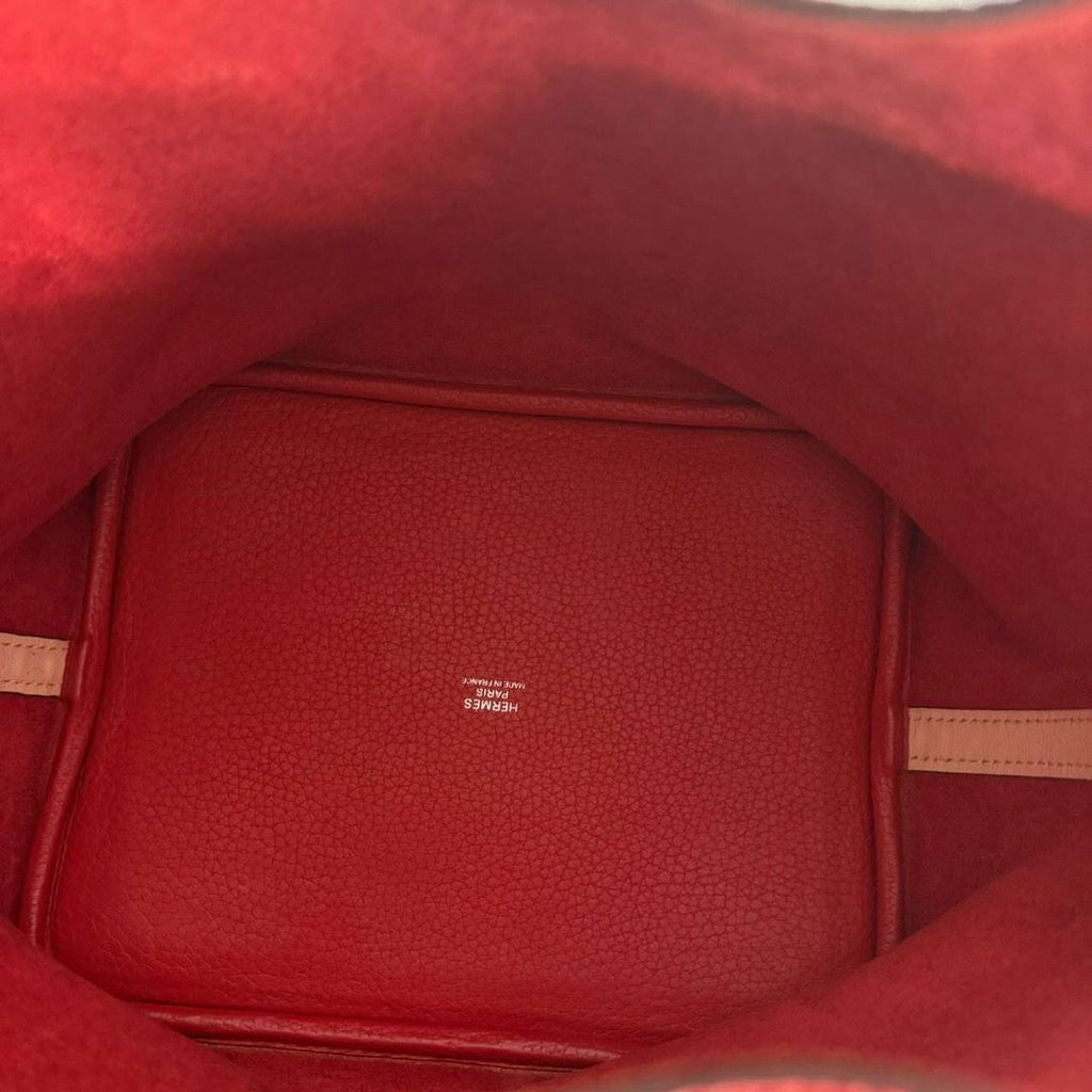 Hermes Picotin Lock Touch MM Rouge Tomato Rose Eglantine Taurillon Clemence — view 6