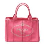 Prada 1 Bg439 Cotton Canvas Tote Bag Canapa Mini Pink — view 2