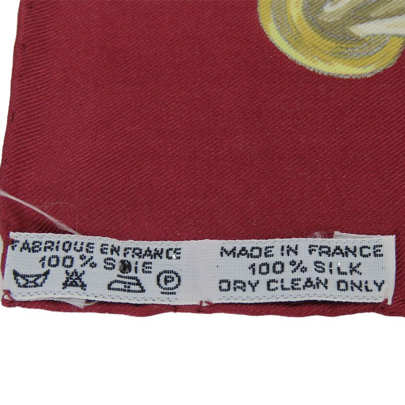 Hermes Scarf Carre 90 Silk Red White Yellow Fashionable Equestrian Pattern — view 9