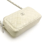 Chanel Shoulder Quilted Chain Lambskin White Bag — view 4