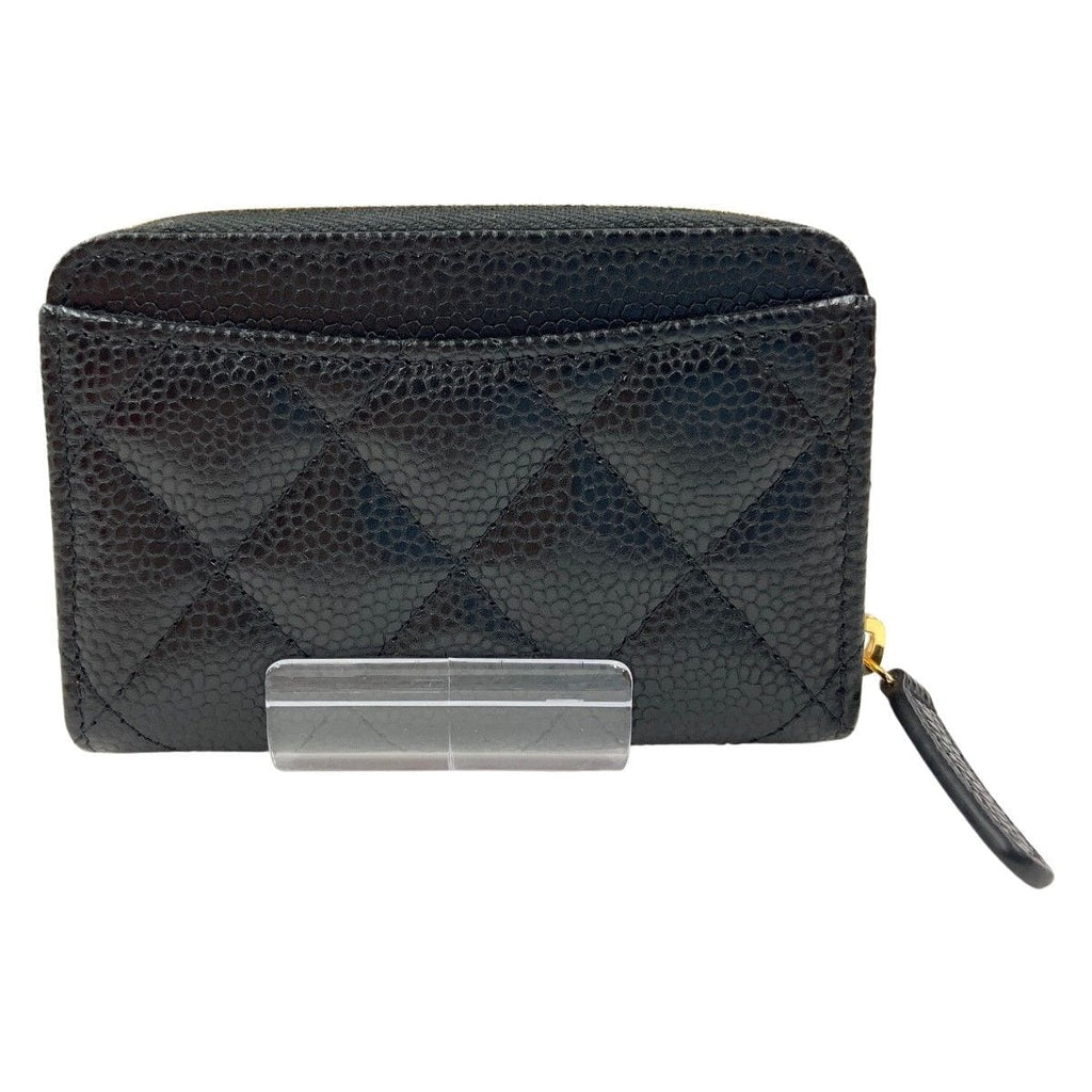 Chanel Quilted Classic Zip Coin Purse Caviar Leather Case Ap0216 Black — view 2