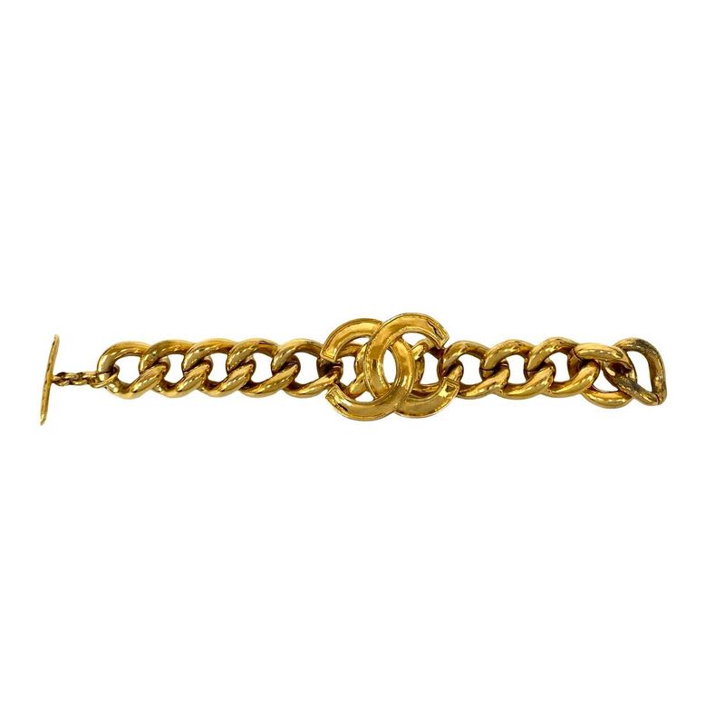 Chanel Vintage Coco Mark Chain Bracelet Bangle Accessory Gold 94P — view 5