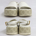 Gucci GG Platform Sandals Back Strap White Beige 36.5 Thick — view 3
