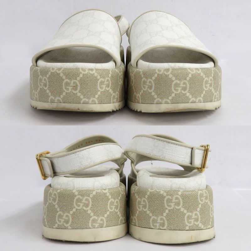 Gucci GG Platform Sandals Back Strap White Beige 36.5 Thick — view 3