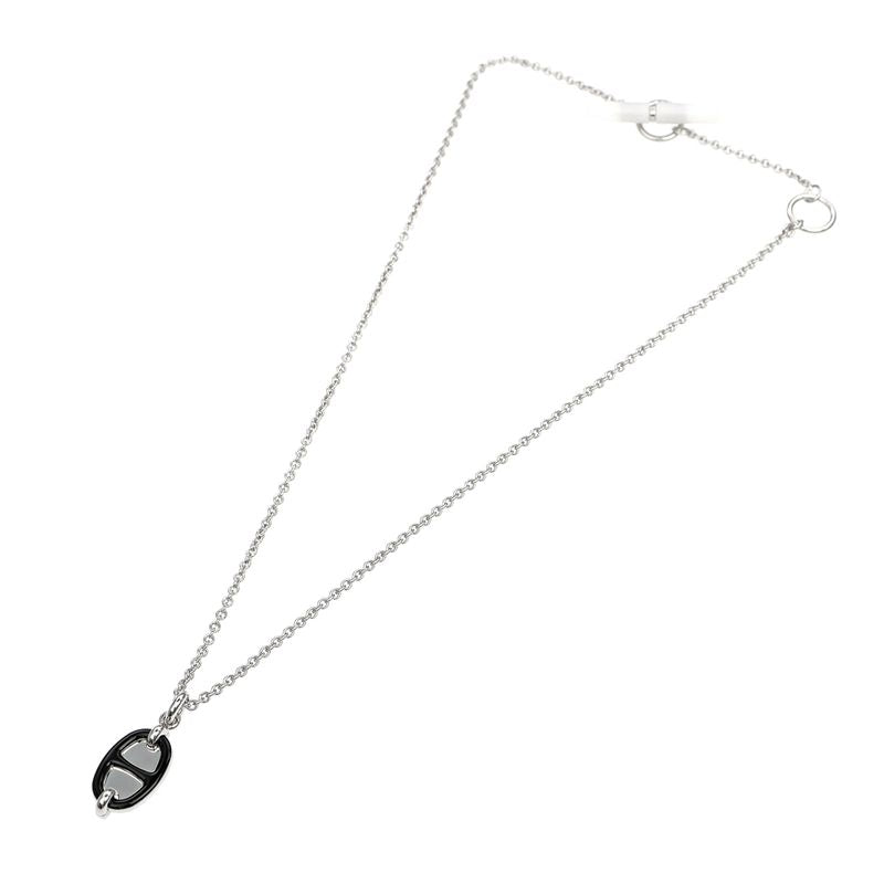 Hermes Necklace Mini Maillon PM Black Silver-color Chaine D'ancre — view 8