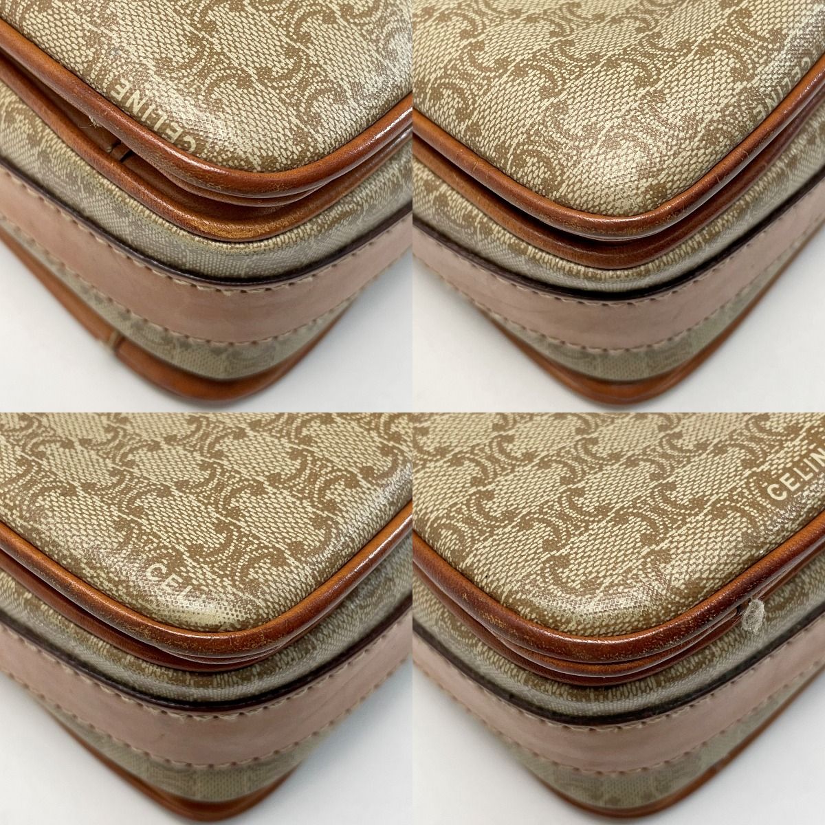 Celine Macadam Pattern Shoulder Bag Pochette Crossbody Gold Hardware — view 5