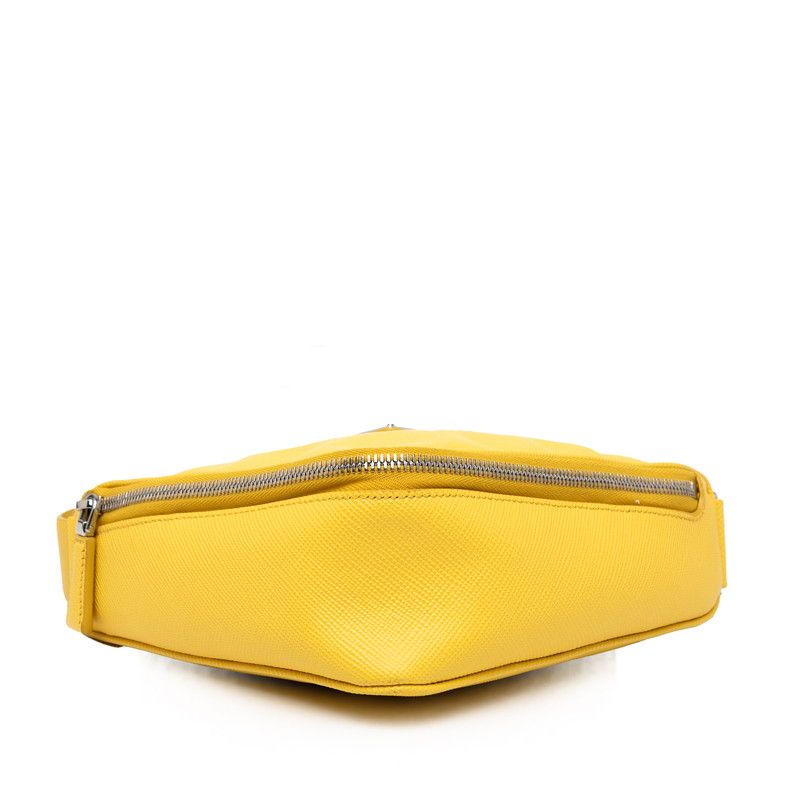 Prada Triangle Logo Plate Yellow Leather Saffiano — view 3