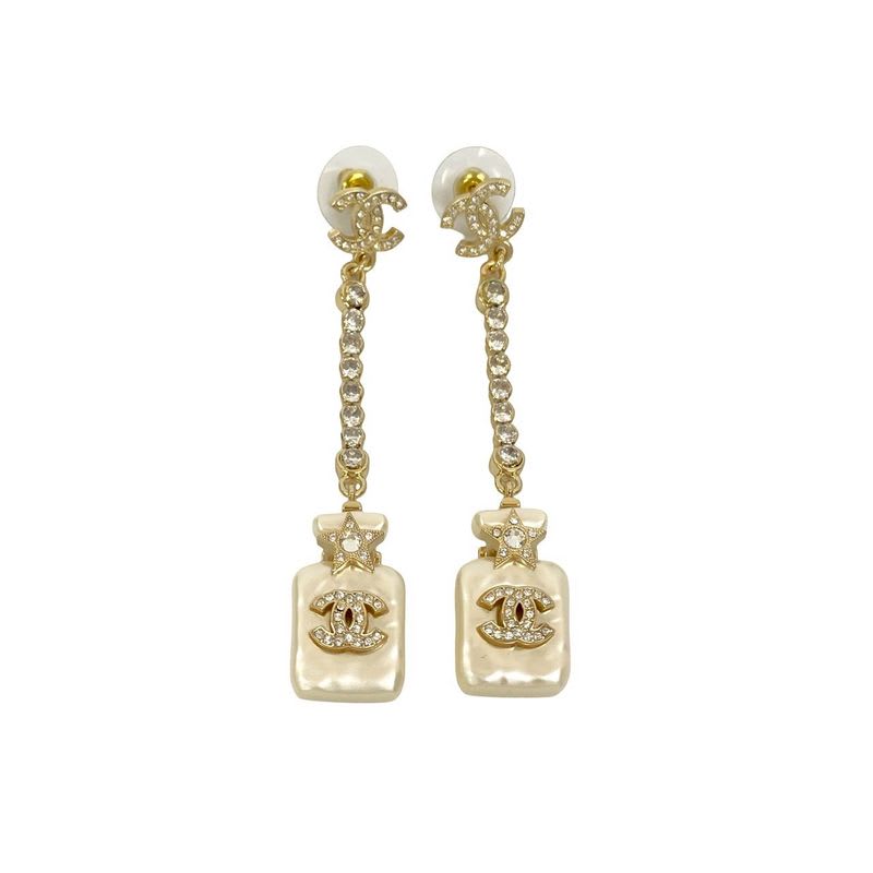 Chanel Perfume Bottle Swing Earrings Coco Mark Faux Pearl 23BS — view 6