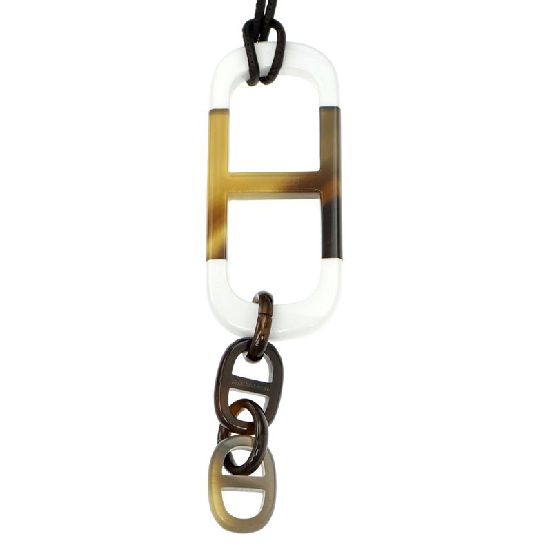 Hermes Necklace Amar Buffalo Horn White Brown Pendant Accessories — view 3