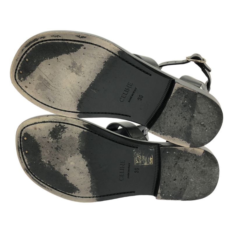 Celine Ankle Strap Flat Sandals 36 Black — view 5