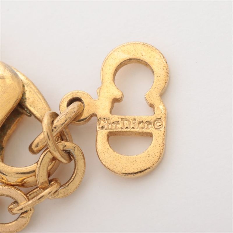 Christian Dior Logo Necklace GP With Rhinestones — view 5