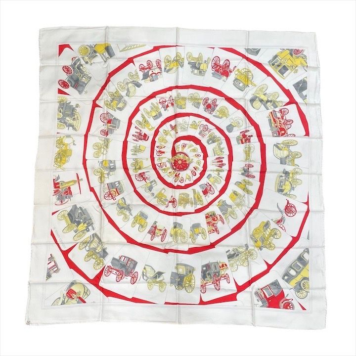 Hermes Carre 90 Large Scarf Shawl Silk Soie White — view 8
