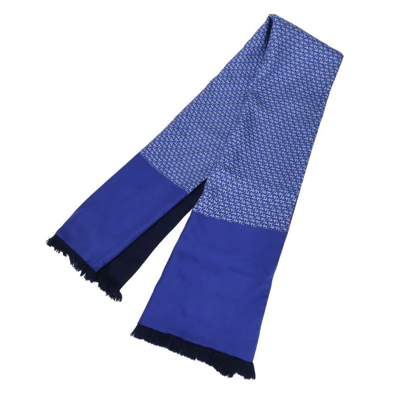 Hermes Scarf Silk Angora Blue Navy Apparel Shawl Fashionable Women — view 3