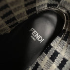 Fendi Rococo Boots Short Shoes Zucca Check Lace Up Leather Fabric Black — view 7
